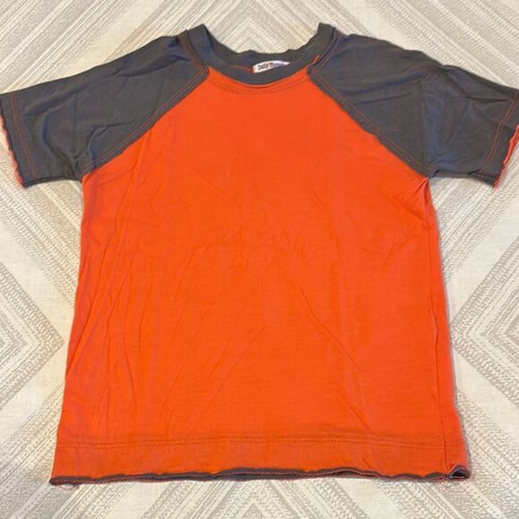 Daily Threads Boys Orange & Gray Distressed Hem Short Sleeve T-Shirt: Size 4 - Picture 1 of 6